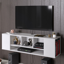 Decorotika Paldi 6 Shelf White Floating TV Unit - thumbnail 1
