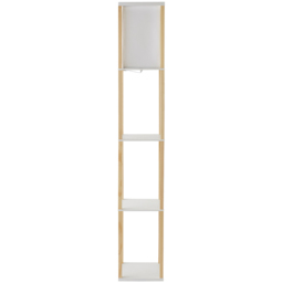 ValueLights Struttura 3 Shelf Oak Shelving Unit Floor Lamp with Fabric Shade