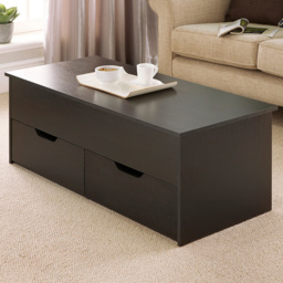 Home Source Bruges 2 Drawer Black Lift Up Coffee Table - thumbnail 1