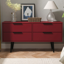 Crowndale Hong Kong 4 Drawer Matt Red and Black Bed Box Ready Assembled