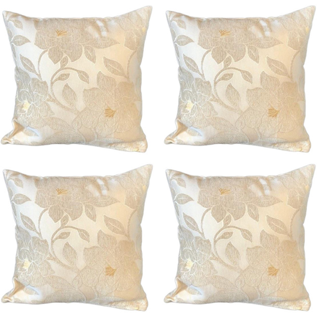 Alan Symonds Chenille Cream Peony Floral Cushion with Polyester Filled Pad 45 x 45cm 4 Pack