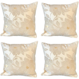Alan Symonds Chenille Cream Peony Floral Cushion with Polyester Filled Pad 45 x 45cm 4 Pack