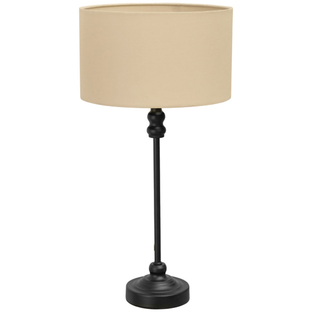 ValueLights Maggie Cream and Black Drum Shade Candlestick LED Table Lamp - image 1