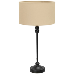 ValueLights Maggie Cream and Black Drum Shade Candlestick LED Table Lamp