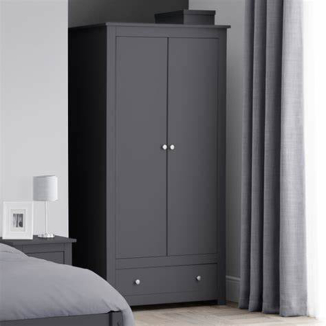 Julian Bowen Radley 2 Door Single Drawer Anthracite Wardrobe - image 1