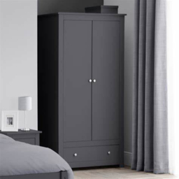 Julian Bowen Radley 2 Door Single Drawer Anthracite Wardrobe - thumbnail 1