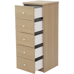 Core Products Freya Smoked Oak Foil Finish 5 Drawer Narrow Chest of Drawers - thumbnail 3
