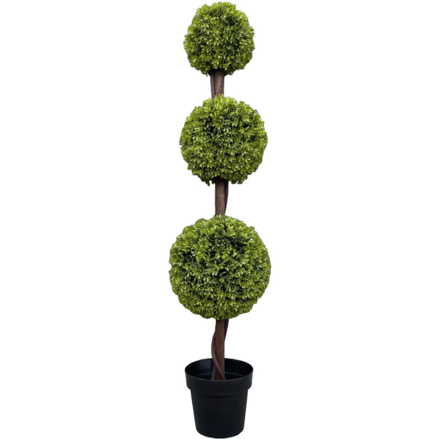 Leaf Topiary Green Triple Ball Artificial Tree in Pot 120cm - image 1