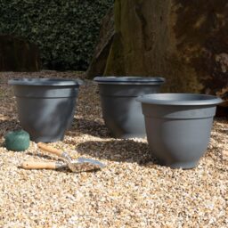Wham Bell Pot Slate Recycled Plastic Round Planter 36cm 4 Pack - thumbnail 2