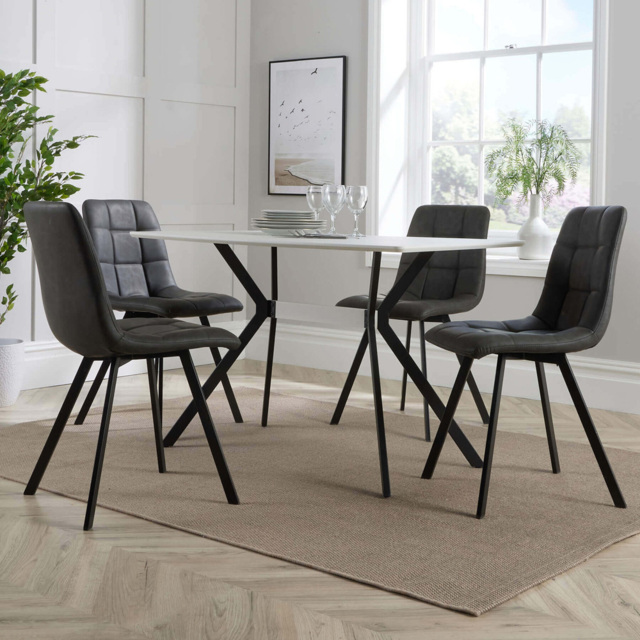 Home Source Luxor 4 Seater Grey Dining Set - image 1