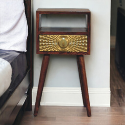 Artisan Furniture Eden Brown Single Drawer Single Shelf Solid Wood Mini Bedside Table - thumbnail 1