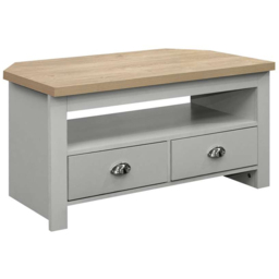 Highgate 2 Drawer Grey and Oak Corner TV Unit - thumbnail 2