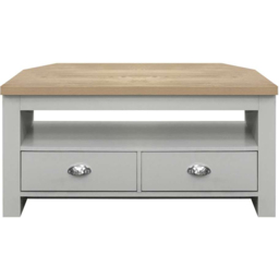Highgate 2 Drawer Grey and Oak Corner TV Unit - thumbnail 3
