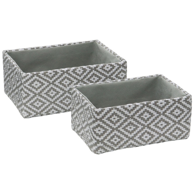 JVL Argyle Grey Rectangular Paper Storage Baskets 2 Pack - image 1