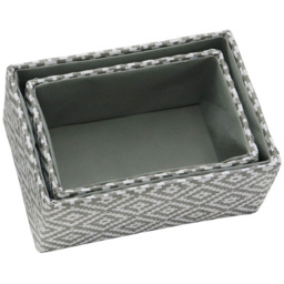 JVL Argyle Grey Rectangular Paper Storage Baskets 2 Pack - thumbnail 3