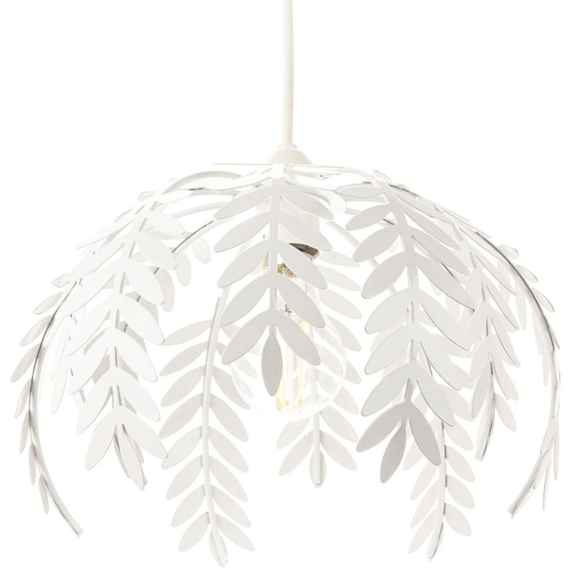 Happy Homewares White Gloss Fern Leaf Ceiling Pendant Shade - image 1