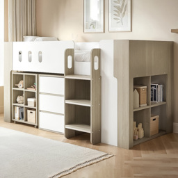 Flair Willow White and Oak Mid Sleeper Bed with Desk and Storage - thumbnail 1
