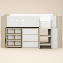 Flair Willow White and Oak Mid Sleeper Bed with Desk and Storage - thumbnail 3