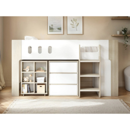 Flair Willow White and Oak Mid Sleeper Bed with Desk and Storage - thumbnail 4