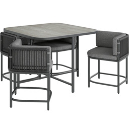 Outsunny Charcoal Grey 4 Seater Rattan Dining Table Set with Cushions - thumbnail 2