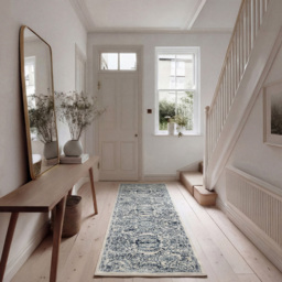Kukoon Oscar Claudia Flat Vintage Blue Floral Medallion Rug 60 x 240cm - thumbnail 2