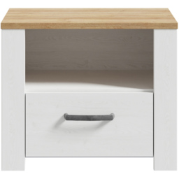 Florence Bohol Single Drawer White and Riviera Oak Bedside Table - thumbnail 3