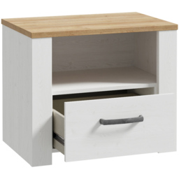 Florence Bohol Single Drawer White and Riviera Oak Bedside Table - thumbnail 4