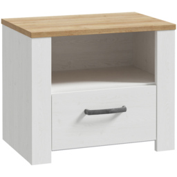 Florence Bohol Single Drawer White and Riviera Oak Bedside Table - thumbnail 2