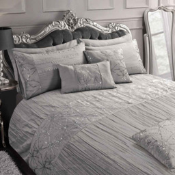 Velosso Marini Single Crinkle Silver Duvet and Pillowcase Set