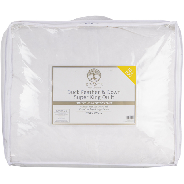 Divante Super King White Duck Feather and Down Quilt Duvet 10.5 Tog - image 1