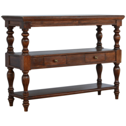 Artisan Furniture Brown 2 Drawer 2 Shelf Solid Wood Turned-Leg Console Table - thumbnail 3