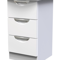 Crowndale Camden 3 Drawer White Gloss Bedside Table - thumbnail 2