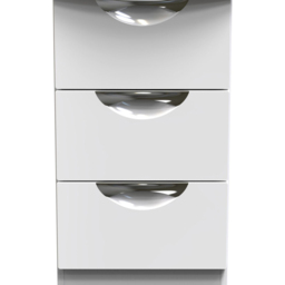Crowndale Camden 3 Drawer White Gloss Bedside Table - thumbnail 3