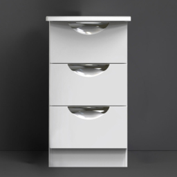 Crowndale Camden 3 Drawer White Gloss Bedside Table - thumbnail 1