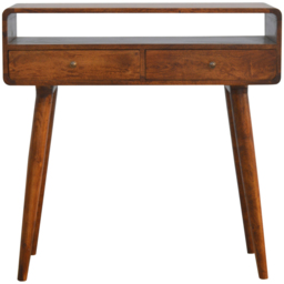 Artisan Furniture Chestnut 2 Drawer Single Shelf Mango Wood Curved Console Table - thumbnail 2