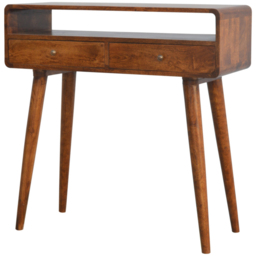 Artisan Furniture Chestnut 2 Drawer Single Shelf Mango Wood Curved Console Table - thumbnail 3