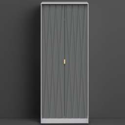 Crowndale Diamond Ready Assembled 2 Door Matt Shadow and Grey Tall Double Wardrobe - thumbnail 1