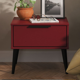 Crowndale Hong Kong Single Drawer Matt Red and Black Side Table Ready Assembled