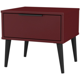 Crowndale Hong Kong Single Drawer Matt Red and Black Side Table Ready Assembled - thumbnail 2