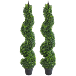 Botanik Spiral Topiary Boxwood Artificial Tree in Pot with Metal Top 120cm 2 Pack - thumbnail 1