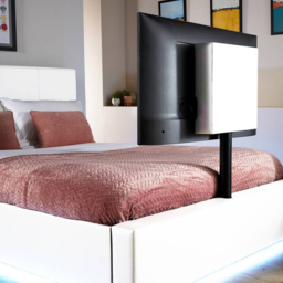 XR Living Ava White Double PU Upholstered TV Bed with Underbed Lights - thumbnail 2