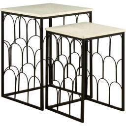 Premier Housewares Templar White Marble Top Nest of Tables Set of 2 - thumbnail 2