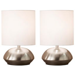 Kliving White and Chrome Stepped Dimming Touch Table Lamp 2 Pack