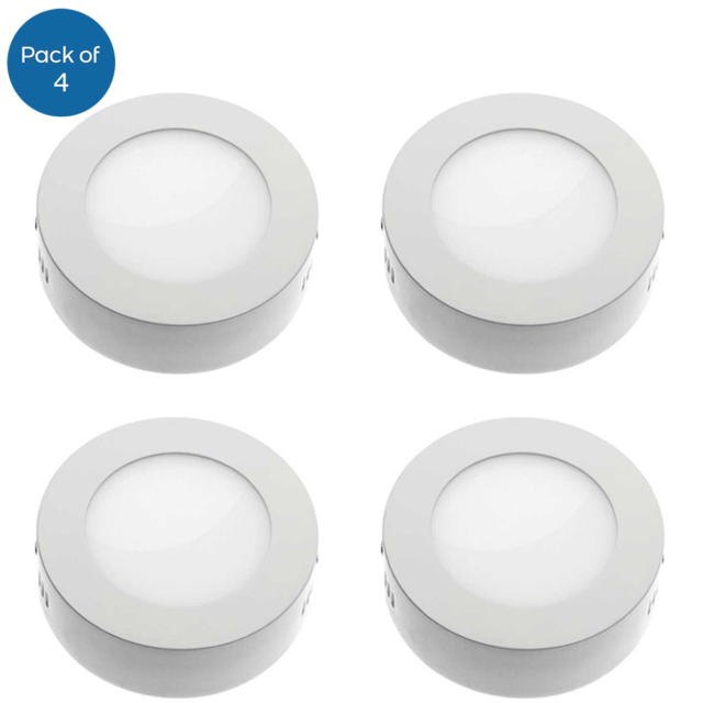 ENER-J 4 Pack 6W 6000K Surface LED Panel Round Downlight - image 1