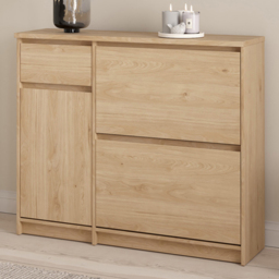 Florence Single Door 3 Drawer Jackson Hickory Oak Shoe Cabinet