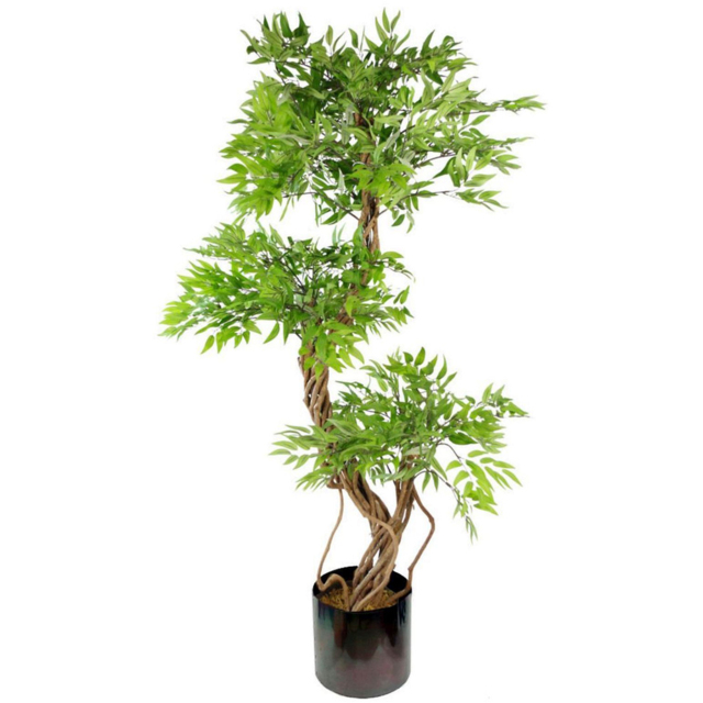 Leaf Green Japanese Fruticosa Ficus Artificial Plant in Rainbow Pot 140cm