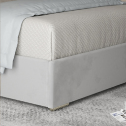 Mayfair Grey Super King Size Velvet Upholstered Metal Bed Frame with Panelled Headboard - thumbnail 4
