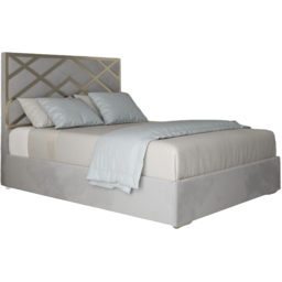 Mayfair Grey Super King Size Velvet Upholstered Metal Bed Frame with Panelled Headboard - thumbnail 2