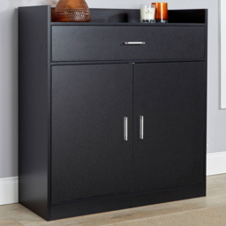 Home Source Novara 2 Door Black Shoe Storage Drawer Cabinet