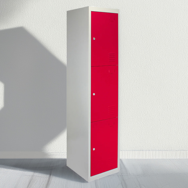 MonsterShop 3 Door Red Metal Storage Locker - image 1